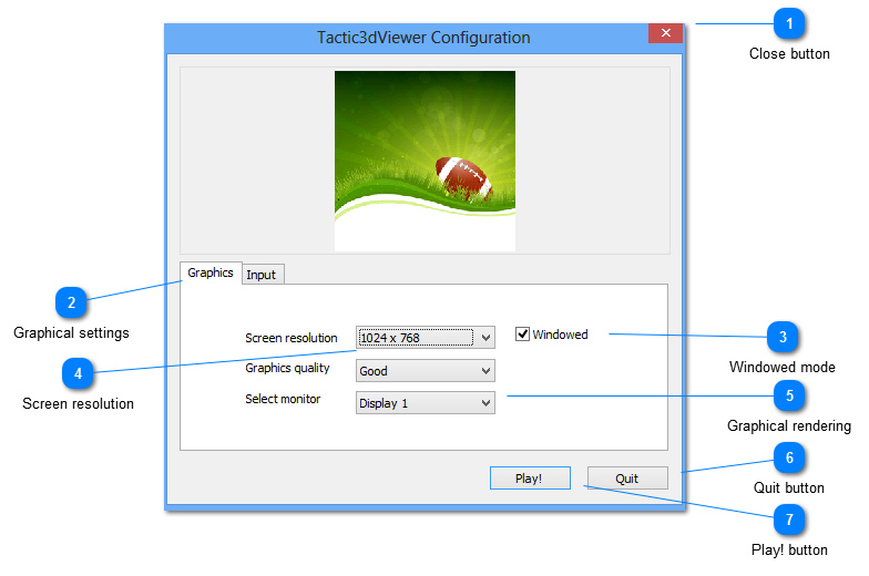 Tactic3dViewer configuration window